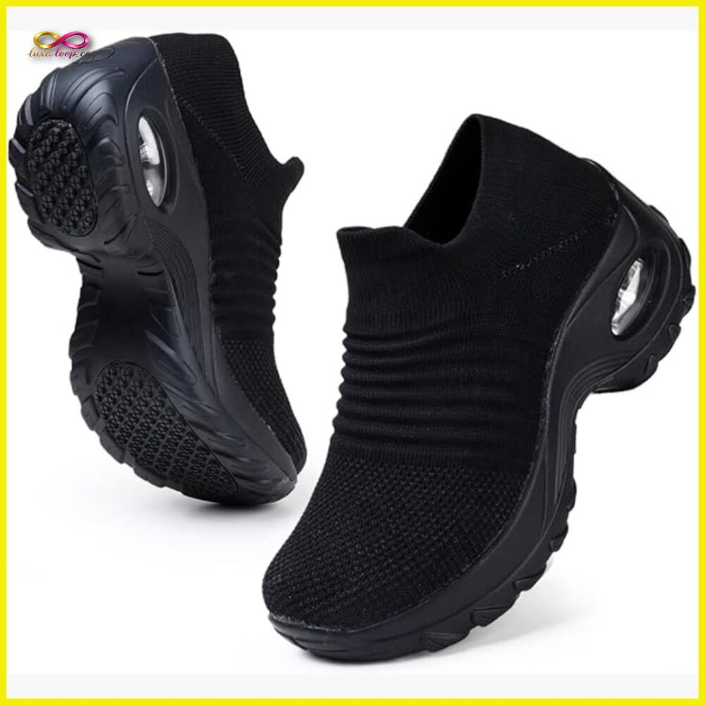 Walking Shoes Arch Support Non Slip Work Shoes Breathable Knit Lightweight
